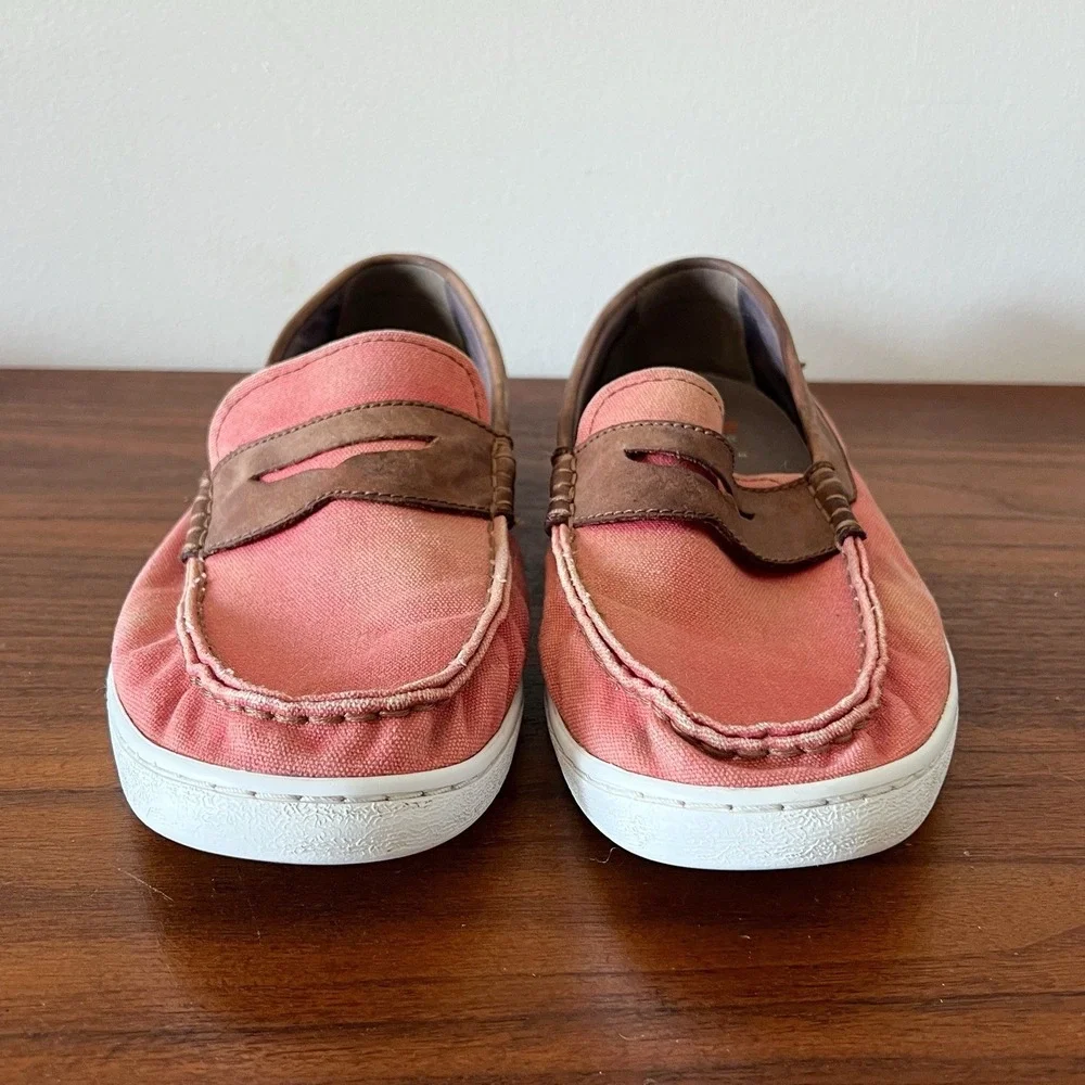 Cole Haan Pinch Weekender Canvas Penny Loafers Coral Red Men's Size 11.5M